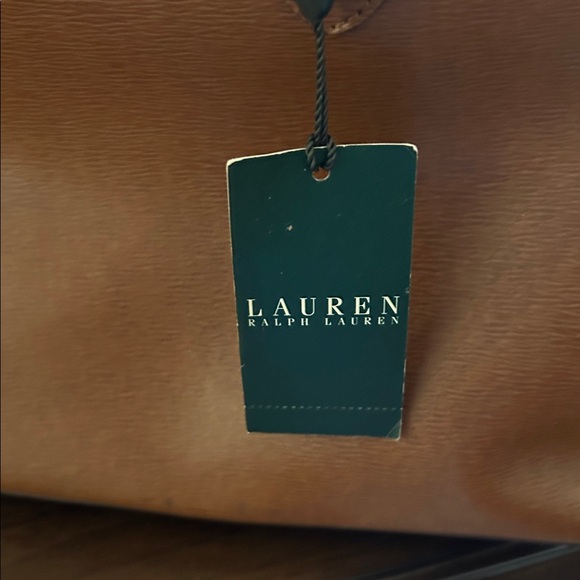 NWT Lauren Ralph Lauren Tate City Tote bag in brown cowhide leather. - Picture 7 of 10